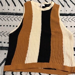 Gilli Colorblock Sleeveless Sweater - Black, Cream, Brown